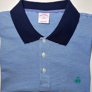 Brooks Brothers All Cotton Striped Polo Shirt XL Blue Stripe